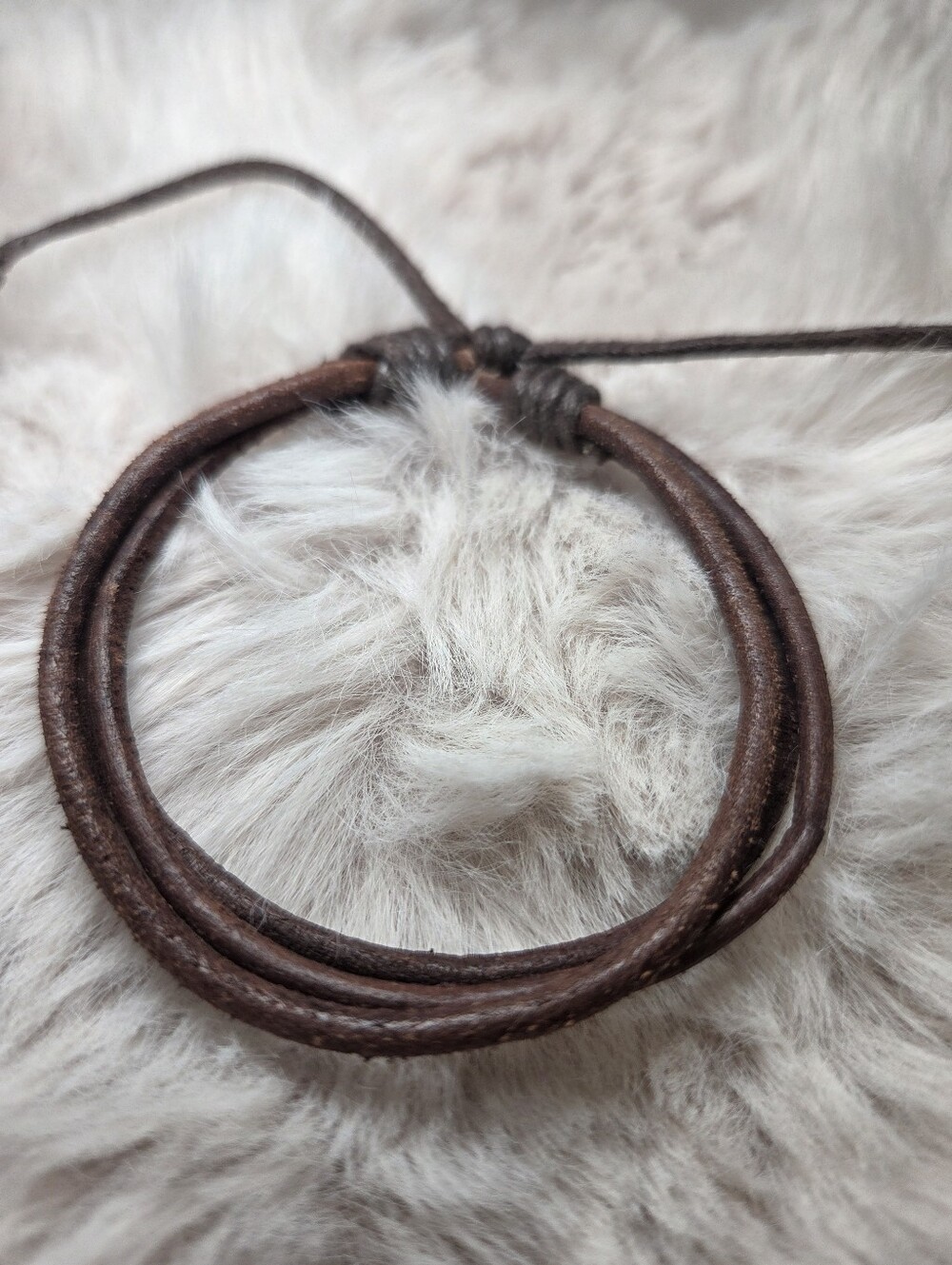 Plunder Brown Multi-Strand Leather Cord Bracelet Western Boho Pull Cord One Size